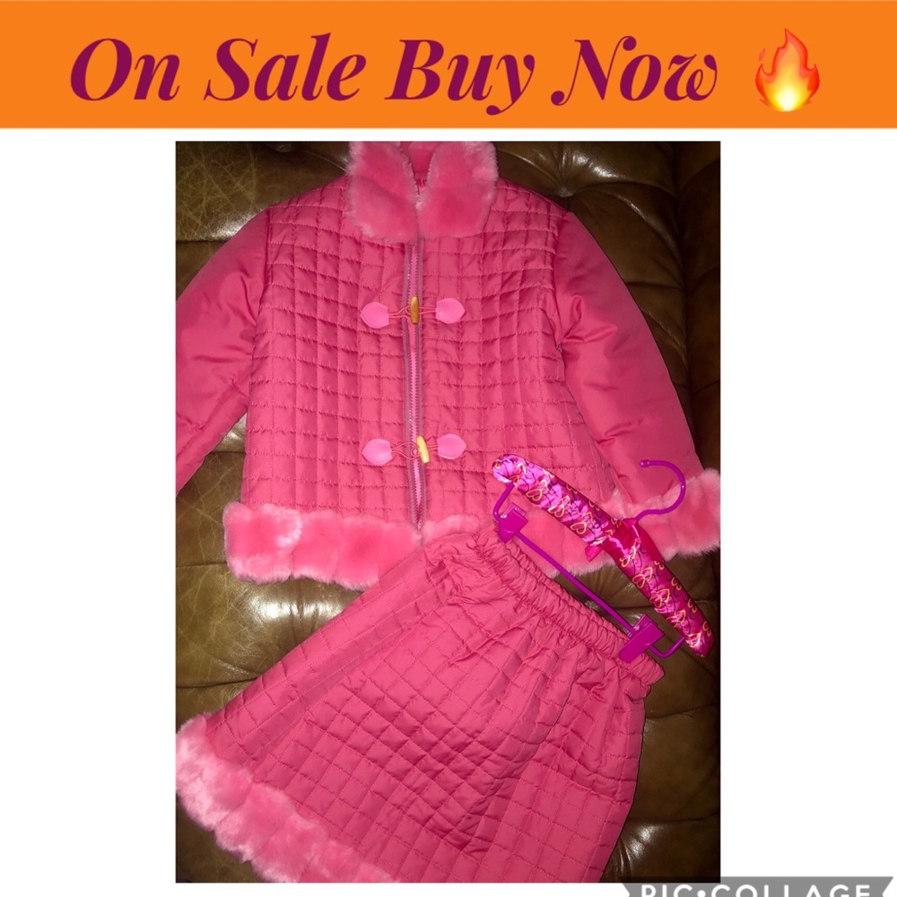 Matching skirt and jacket with faux fur trim